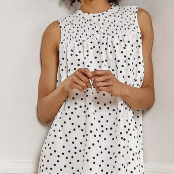 NWT Lulus Genuine Adoration White Polka Dot Babydoll Dress Sz M Shift Sleeveless - Picture 8 of 11